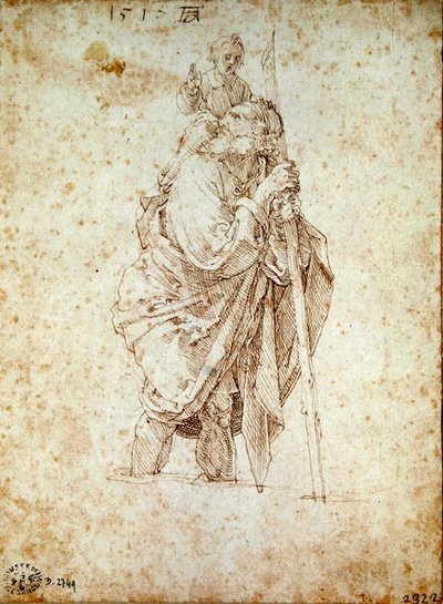 Hl. Christophorus trägt das Christuskind, 1515 von Albrecht Dürer