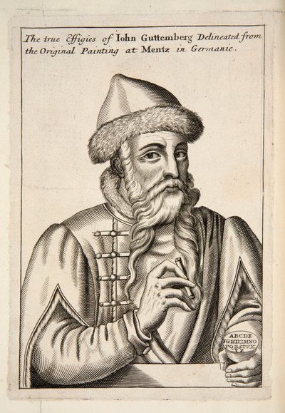 Johannes Gutenberg, Veröffentlichung 1683 (Gravur) von Albrecht Mentz