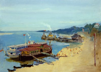 Boote auf der Wolga von Aleksandr Isaakovich Rusakov