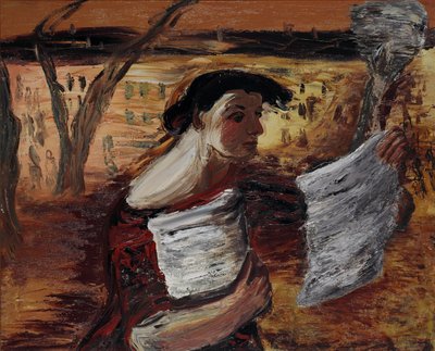 Frau mit Flugblättern von Aleksandrs Drevins
