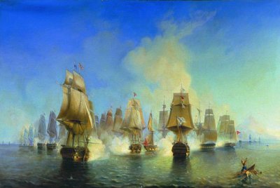 Die Seeschlacht von Athos von Aleksei Petrovich Bogolyubov