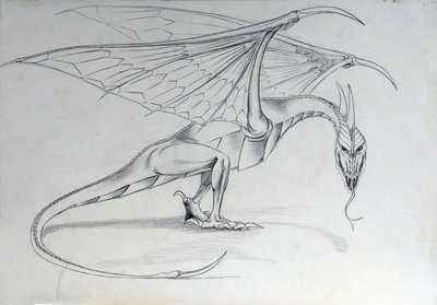 Fantastisches Wesen: Drache. Skizze von Alessandro Lonati von Alessandro Lonati