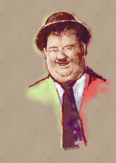 Porträt des Komikers Oliver Hardy (Illustration) von Alessandro Lonati