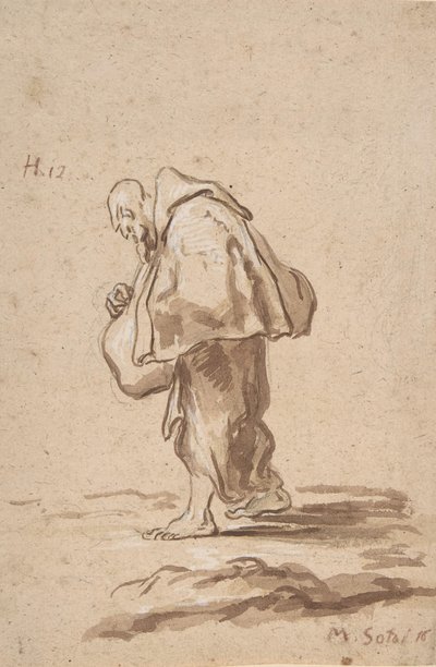 Stehender Pilgermönch, ca. 1705-1720 von Alessandro Magnasco