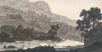 Fluss und Berg, mit Ruinen von Alexander Cozens