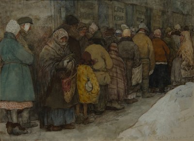 Die Warteschlange, ca. 1921 von Alexander Ivanovich Vakhrameyev
