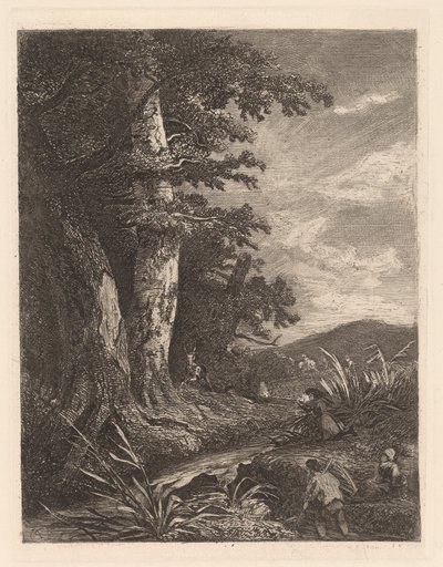 Hirsche an einem Bach von Alexandre Calame
