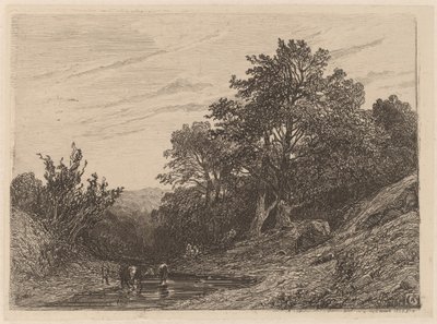 Herde in einem Bach von Alexandre Calame