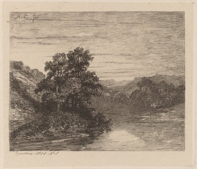 Bäume an einem Fluss von Alexandre Calame