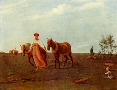 Im gepflügten Feld. Frühling, 1820er Jahre, 1965 von Alexey Venetsianov