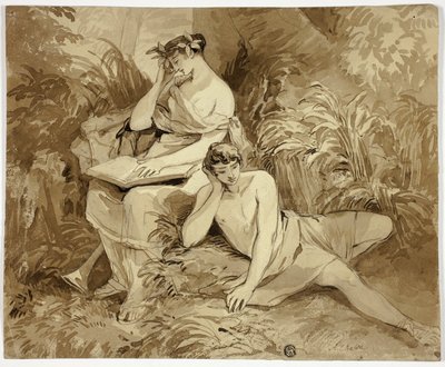 Muse und Dichter von Alfred Edward Chalon