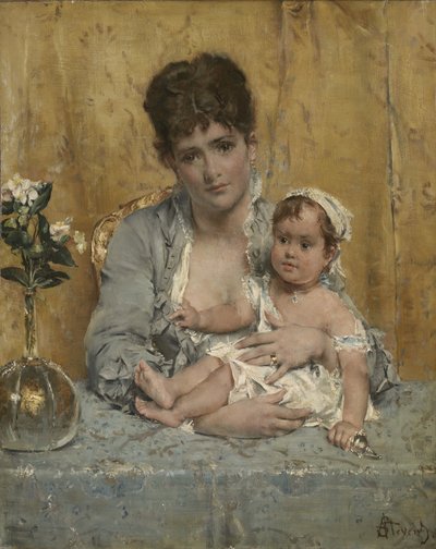 Mutter und Kind, ca. 1875-1880 von Alfred Emile Stevens