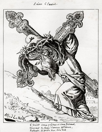 Karikatur von Leon Cladel, ca. 1875-80 (Gravur) von Alfred Le Petit