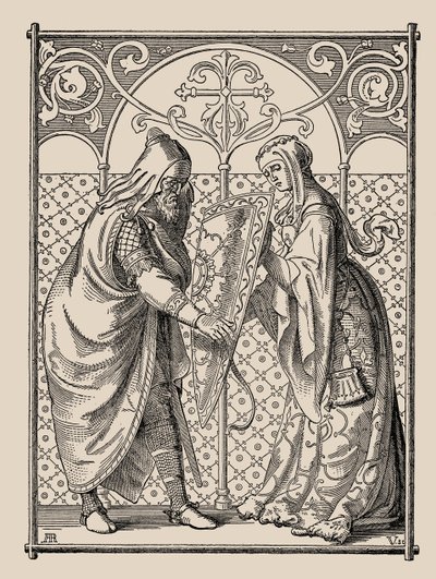 Die Nibelungen. Hagens Schildanforderung, 1840-1841 von Alfred Rethel