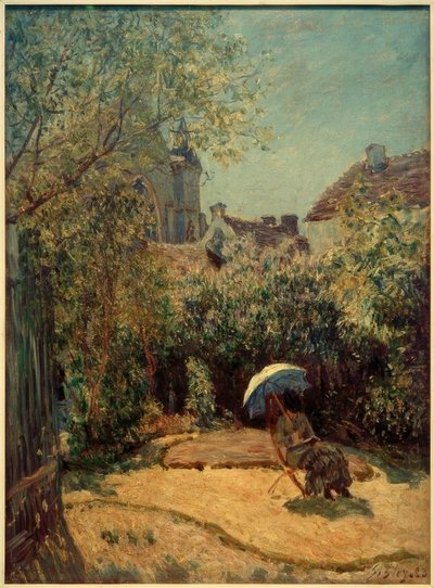Frau mit Sonnenschirm - Sommerszene von Alfred Sisley