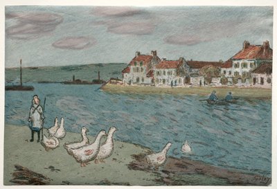 Das Flussufer oder Gänse, 1897 von Alfred Sisley