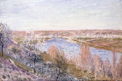 Das Dorf Champagne bei Sonnenuntergang-April, 1885 von Alfred Sisley