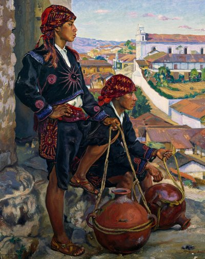 Wasserträger, Chichicastenango von Alfredo Gálvez Suárez