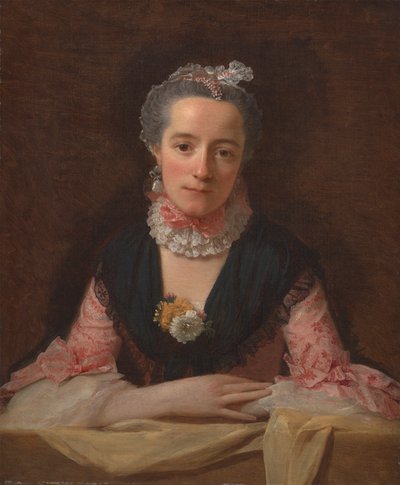 Dame in einem rosa Seidenkleid von Allan Ramsay
