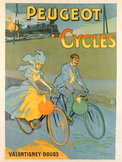 Poster zur Werbung für Peugeot-Fahrräder von Almery Lobel Riche