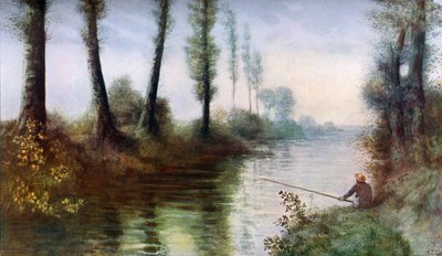 Ein Kanal mit einem Fischer, um 1857-1911, 1912 von Alphonse Legros