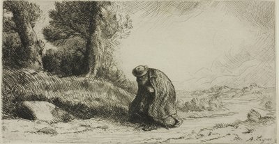 Ein Vagabund geht einen Weg entlang von Alphonse Legros