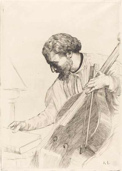 Kontrabassspieler (Le joueur de contre-basse) von Alphonse Legros