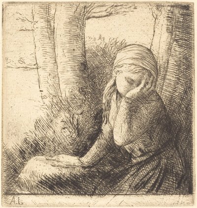 Verzweifeltes junges Mädchen La jeune desesperee von Alphonse Legros