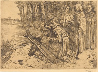 Mönche beim Holzhacken von Alphonse Legros