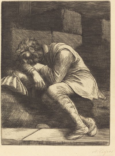 Schlafender Bettler von Alphonse Legros