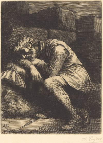 Schlafender Bettler (Mendiant endormi) von Alphonse Legros