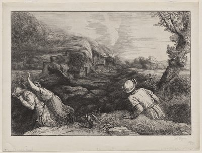 Das Dorf in Flammen von Alphonse Legros