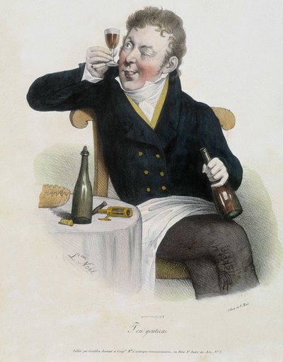Weinliebhaber - Lithografie von Noël von Alphonse Leon Noel