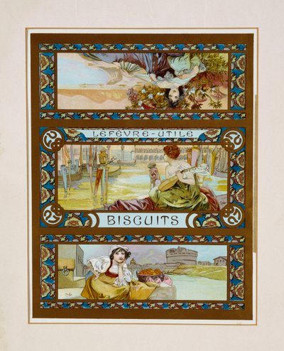 Lefevre-Utile, Kekse, um 1910 von Alphonse Mucha