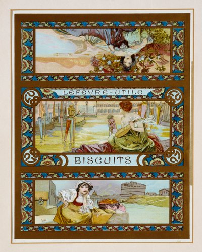Plakatwerbung für "Lefevre-Utile"-Kekse von Alphonse Mucha
