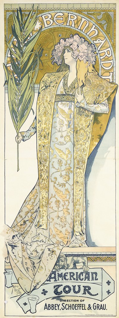 Sarah Bernhardt, Amerika-Tour, 1895 von Alphonse Mucha