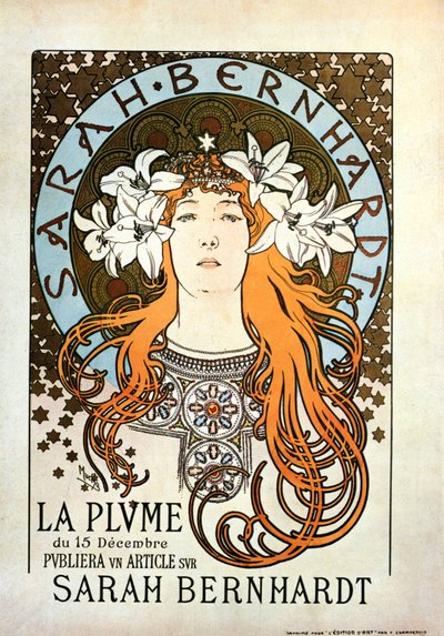 Sarah Bernhardt, La Plume, 15. Dezember 1896 von Alphonse Mucha