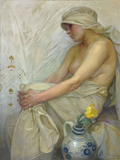 Sitzendes Mädchen. Um 1914 von Alphonse Mucha