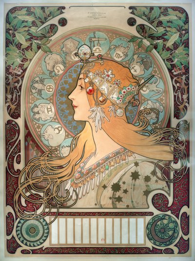 Tierkreiszeichen-Kalender von Alphonse Mucha