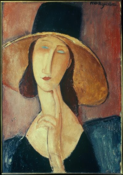 Frau mit großem Hut von Amedeo Modigliani