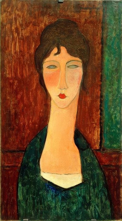Junge Frau mit braunem Haar (Elvira) von Amedeo Modigliani