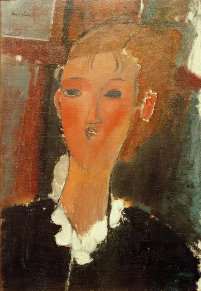 Junge Frau mit weißem Kragen von Amedeo Modigliani
