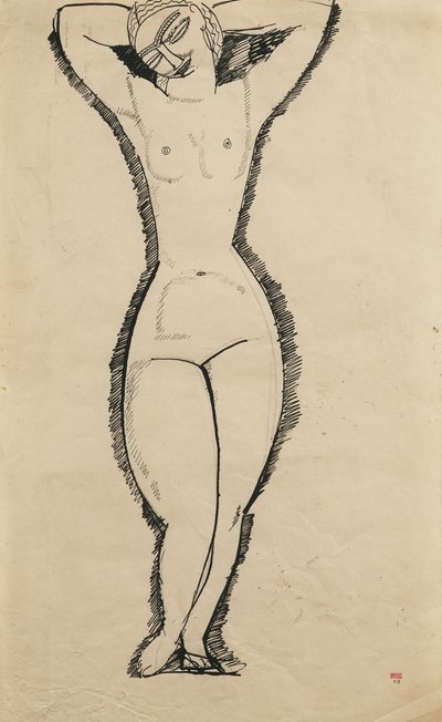 Stehender Akt mit erhobenen Armen von Amedeo Modigliani