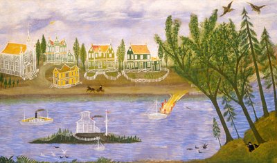 Dorf am Fluss von American 19th Century