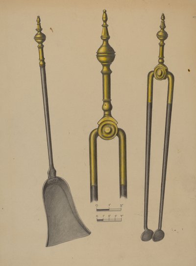 Feuerzange und Schaufel von American 20th Century