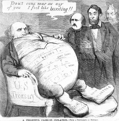 Ein schrecklicher Fall von Inflation, ca. 1863 von American School