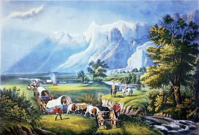 Auswanderer überqueren die Ebenen von American School