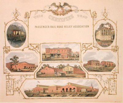 Zertifikat der Passenger Railroad Relief Association von American School