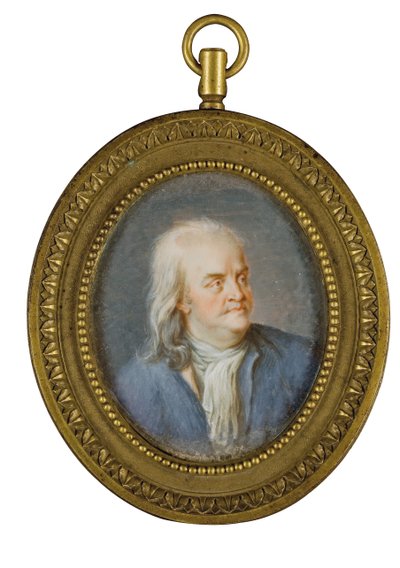 Porträtminiatur von Benjamin Franklin von American School