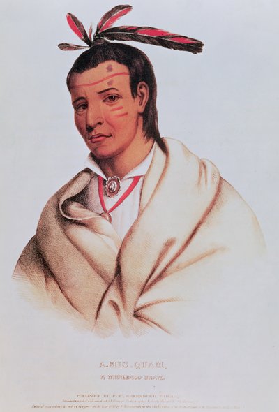 Porträt von A-Mis-Quam, einem Winnebago-Krieger von American School
